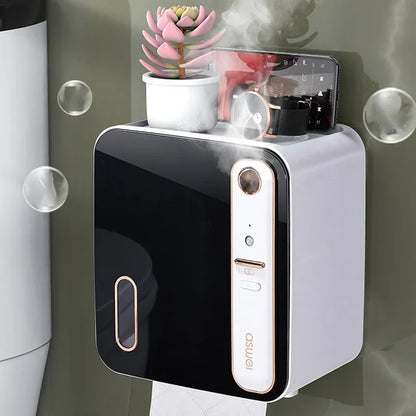 Intelligent aromatherapy toilet tissue box storage rack toilet paper toilet paper roll paper box without punching waterproof