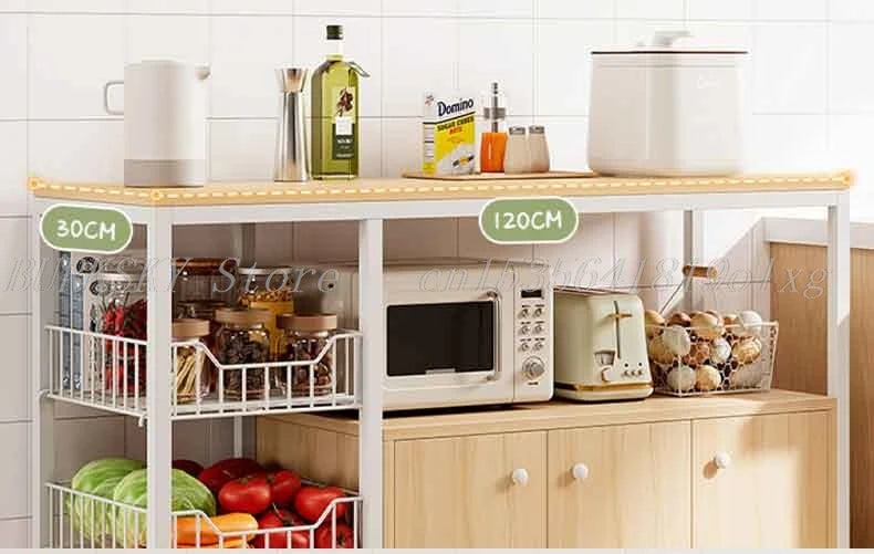 Kitchen Storage Cabinet Shelf Floor-standing Multi-layer Fruit And Vegetable Rack Microwave Storage Closet Organizer For Kitchen