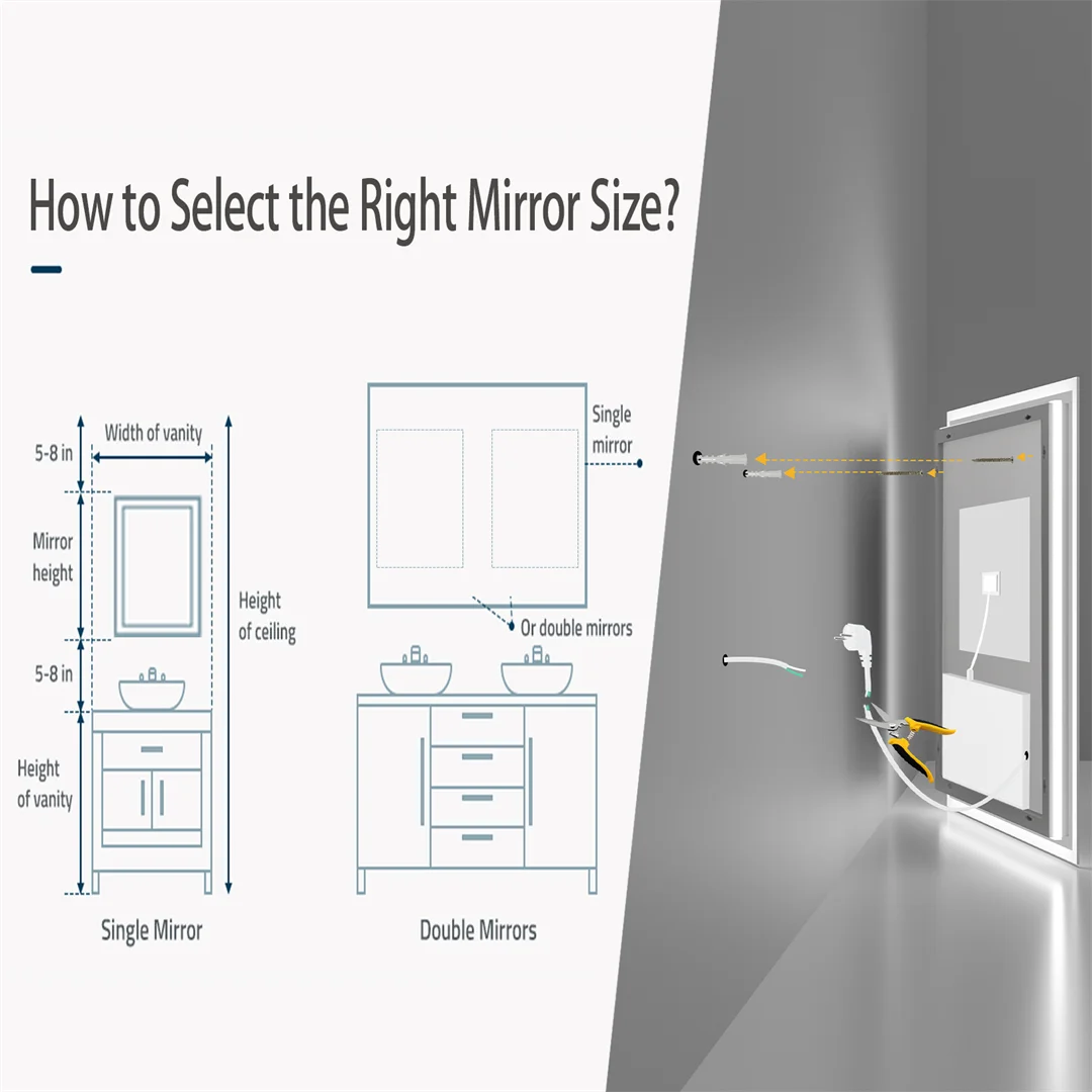 LUVODI 28x36 inch Illuminate Bathroom Mirror with Light Backlit Dimmable Defog Wall-mounted Bath Mirror