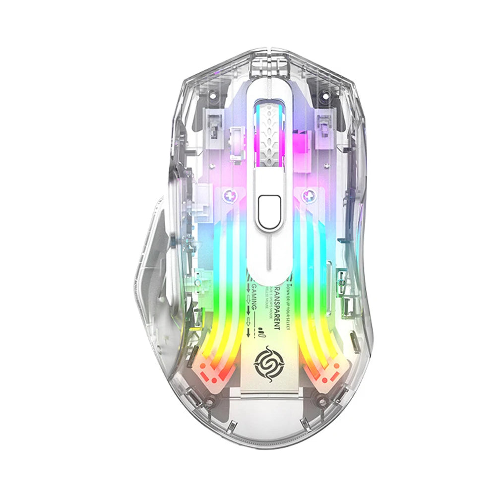 Wireless Transparent Gaming Mouse Bluetooth-compatible 5.0/2.4g/usb-c 3 Modes Electronic Competition Mice For Pc Laptop Desktop