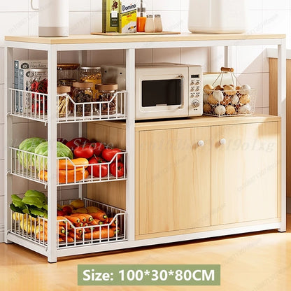 Kitchen Storage Cabinet Shelf Floor-standing Multi-layer Fruit And Vegetable Rack Microwave Storage Closet Organizer For Kitchen