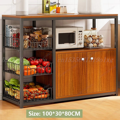 Kitchen Storage Cabinet Shelf Floor-standing Multi-layer Fruit And Vegetable Rack Microwave Storage Closet Organizer For Kitchen