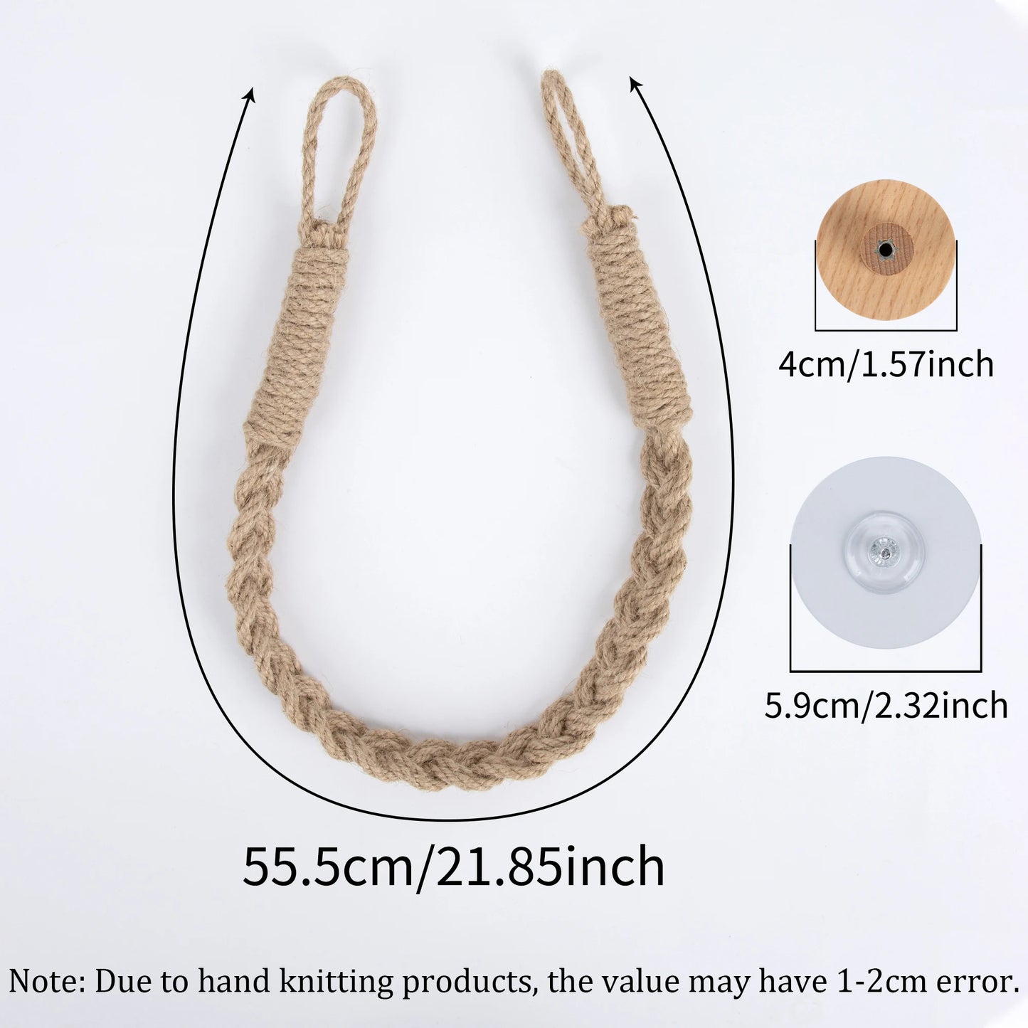 Nail-free Woven hemp rope Paper Towel Holders Rack Bathroom Towel Hook Toilet Paper Holder Towel Rack Beige Hemp Color