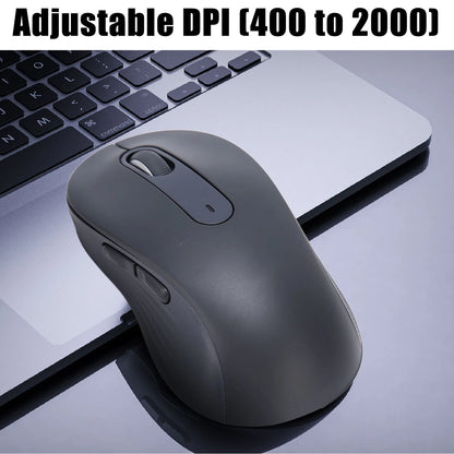 Laptop Mouse Silent Click Plug and Play Anti Fatigue Black Mouse Wireless Light Portable Dual Mode Adjustable DPI for Travel