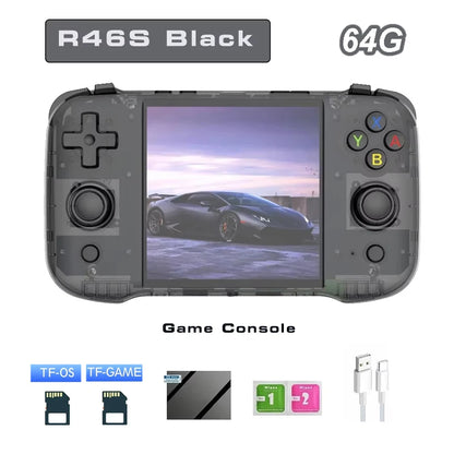 R46S Retro Handheld Game Console Linux System 128G 4.0inch IPS Screen Two-player Online Game 64GB Console Retro Game R36S