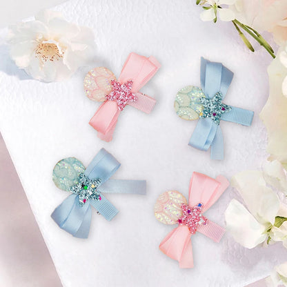 4 Pieces Figure Design Hair Clip with Stars and Glitters First Day of Class and Graduation Season Students