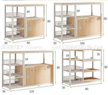 Kitchen Storage Cabinet Shelf Floor-standing Multi-layer Fruit And Vegetable Rack Microwave Storage Closet Organizer For Kitchen