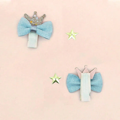 4 Pieces Sweet Hair Clips for Girls with Bow and Crown Cute Bangs for Side Kids Hair Accessories for Front