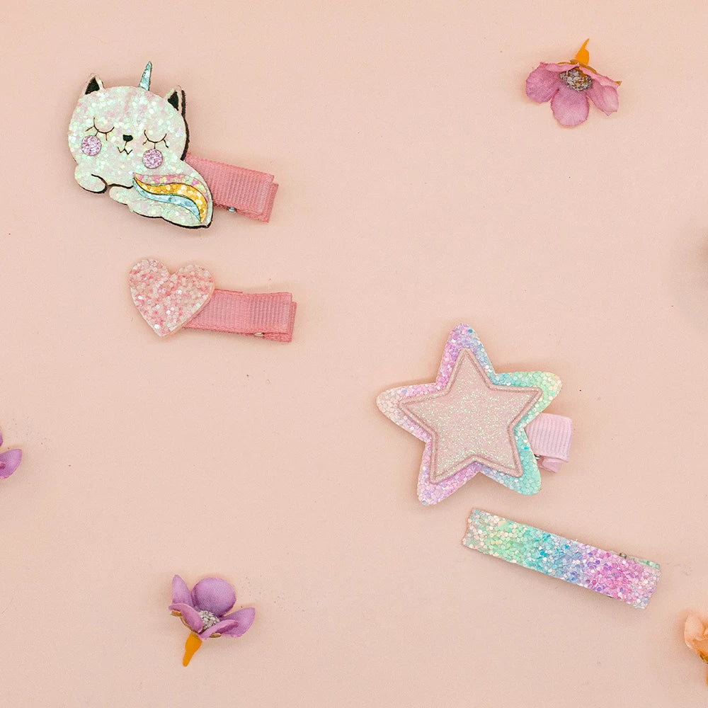 4 Pieces of Hair Accessories Kittens and Stars Design Suitable for Daily Life or Parties