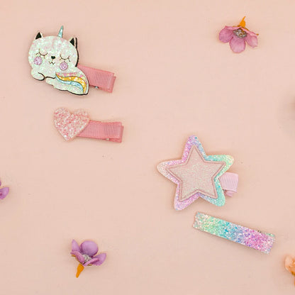 4 Pieces of Hair Accessories Kittens and Stars Design Suitable for Daily Life or Parties