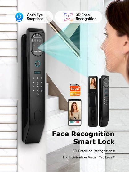 YRHAND V8 From Mexico cerradura inteligente Electrónica Tuya WiFi Waterpoof 3D face Unlock Intercom Smart Door Lock For home