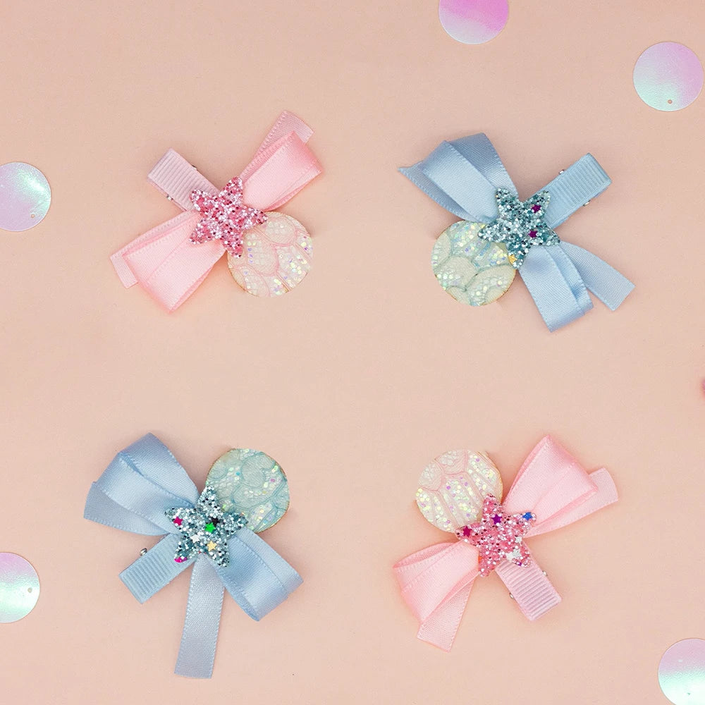 4 Pieces Figure Design Hair Clip with Stars and Glitters First Day of Class and Graduation Season Students