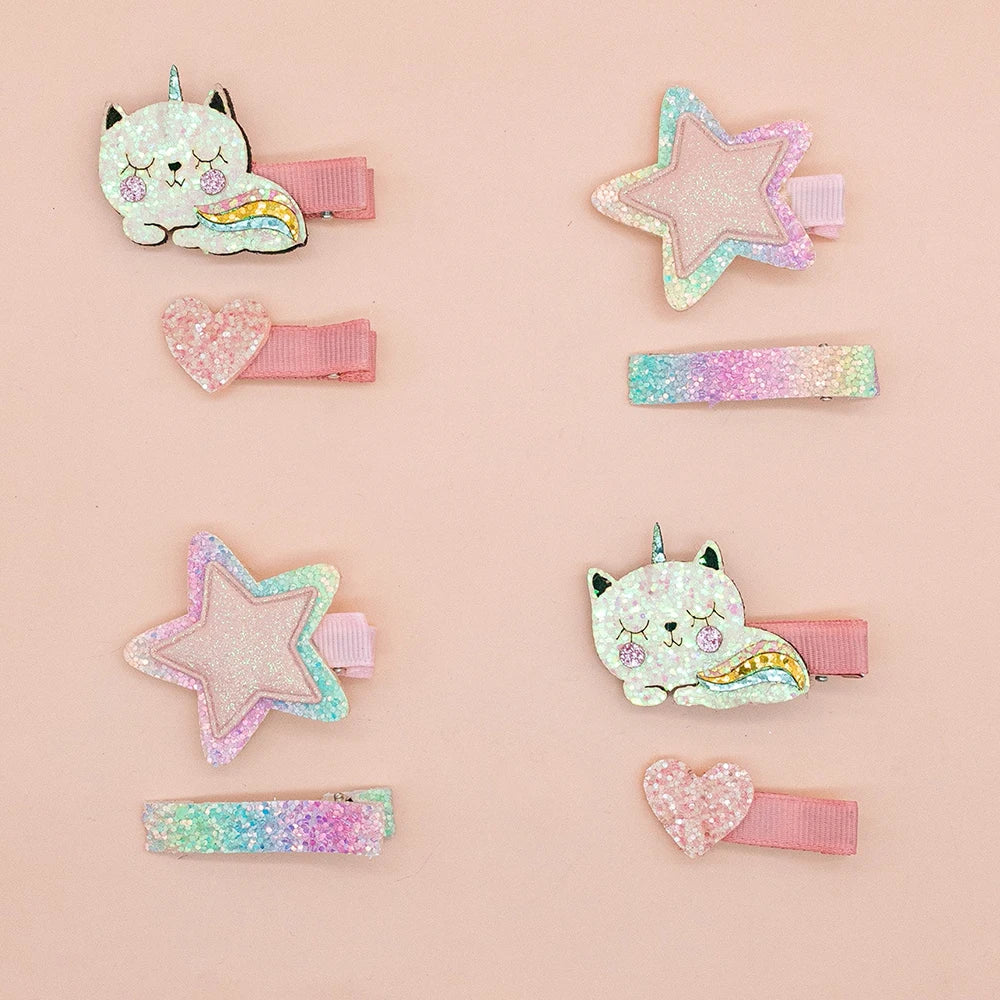 4 Pieces of Hair Accessories Kittens and Stars Design Suitable for Daily Life or Parties