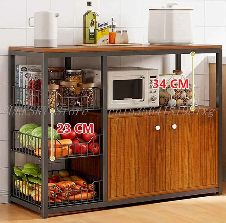 Kitchen Storage Cabinet Shelf Floor-standing Multi-layer Fruit And Vegetable Rack Microwave Storage Closet Organizer For Kitchen