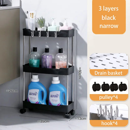 Bathroom Cart Storage Rack Floor-mounted Multi-layer Toilet Storage Living Room Storage Cart Kitchen Gap Storage Shelf