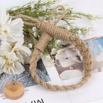 Nail-free Woven hemp rope Paper Towel Holders Rack Bathroom Towel Hook Toilet Paper Holder Towel Rack Beige Hemp Color