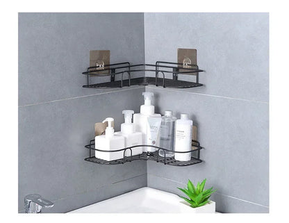 Corner StoraBathroom Organizer Shelf Wall Mounted Corner Storage Shelves Shampoo Holder Cosmetic Rack Iron Shower Drain Basket