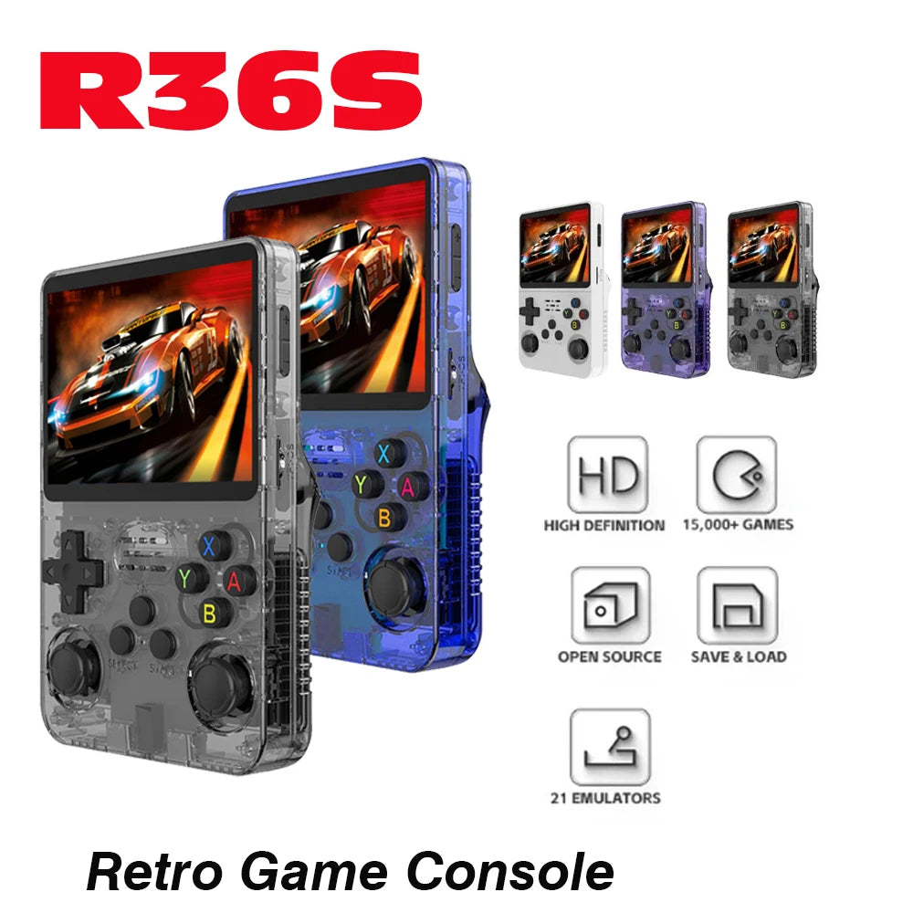 128GB R36S Retro Handheld Video Game Console 3.5Inch IPS Screen Player Kid Portable Pocket Video Player Games Arkos System