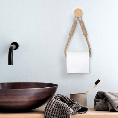 Nail-free Woven hemp rope Paper Towel Holders Rack Bathroom Towel Hook Toilet Paper Holder Towel Rack Beige Hemp Color