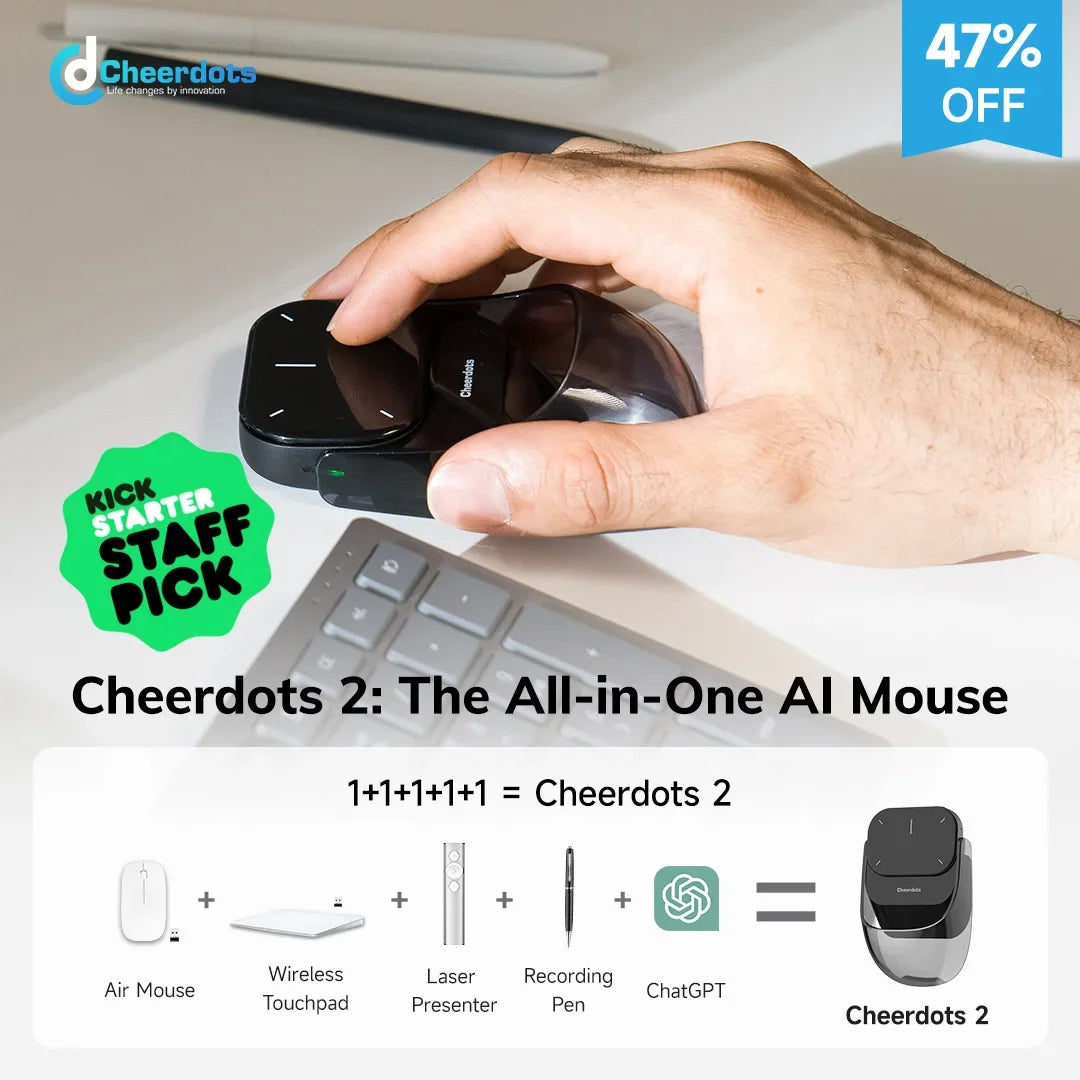 Cheerdots 2 Detachable Air Mouse Wireless Touchpad Wireless Pocket AI Recording Controll ChatGpt Office All-in-one Enabled Mouse