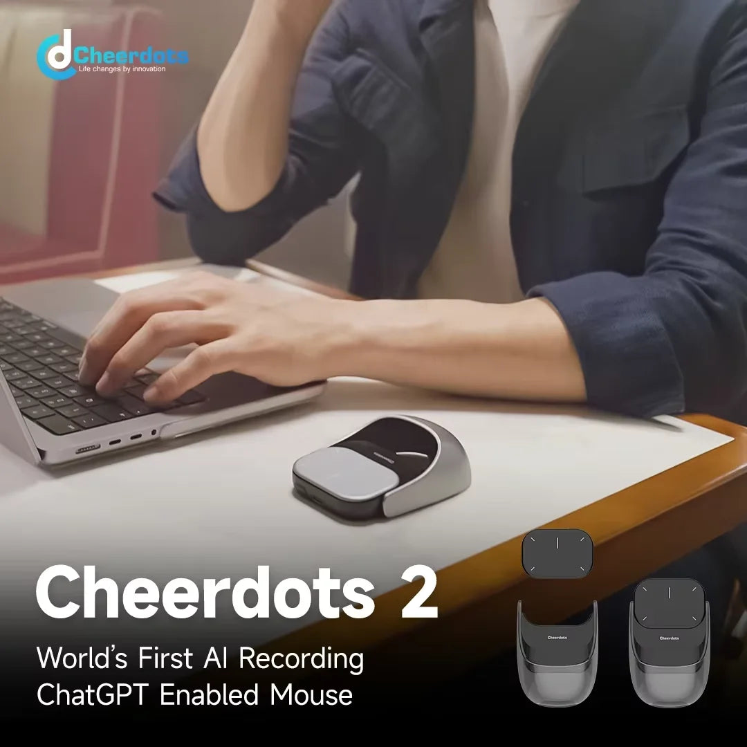 Cheerdots 2 Detachable Air Mouse Wireless Touchpad All-in-one Pocket AI Recording Enabled Mouse Wireless Controll ChatGpt Office