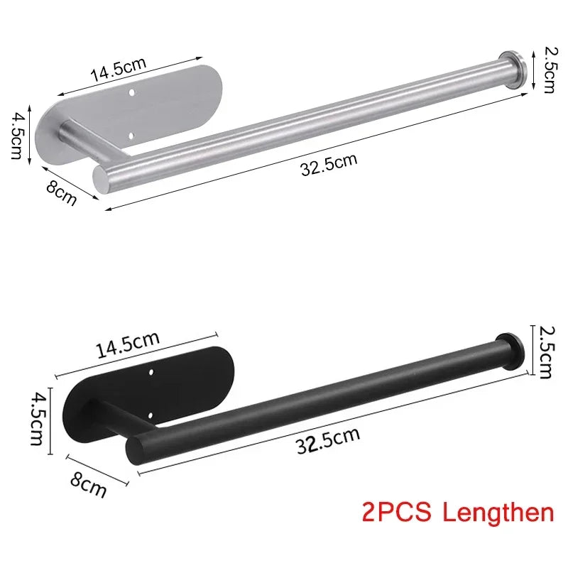 Adhesive Toilet Paper Holder Stainless Steel Wall Mount Kitchen Roll Towel Rack Napkin Dispenser Absorbent Stand Tissue Hanger