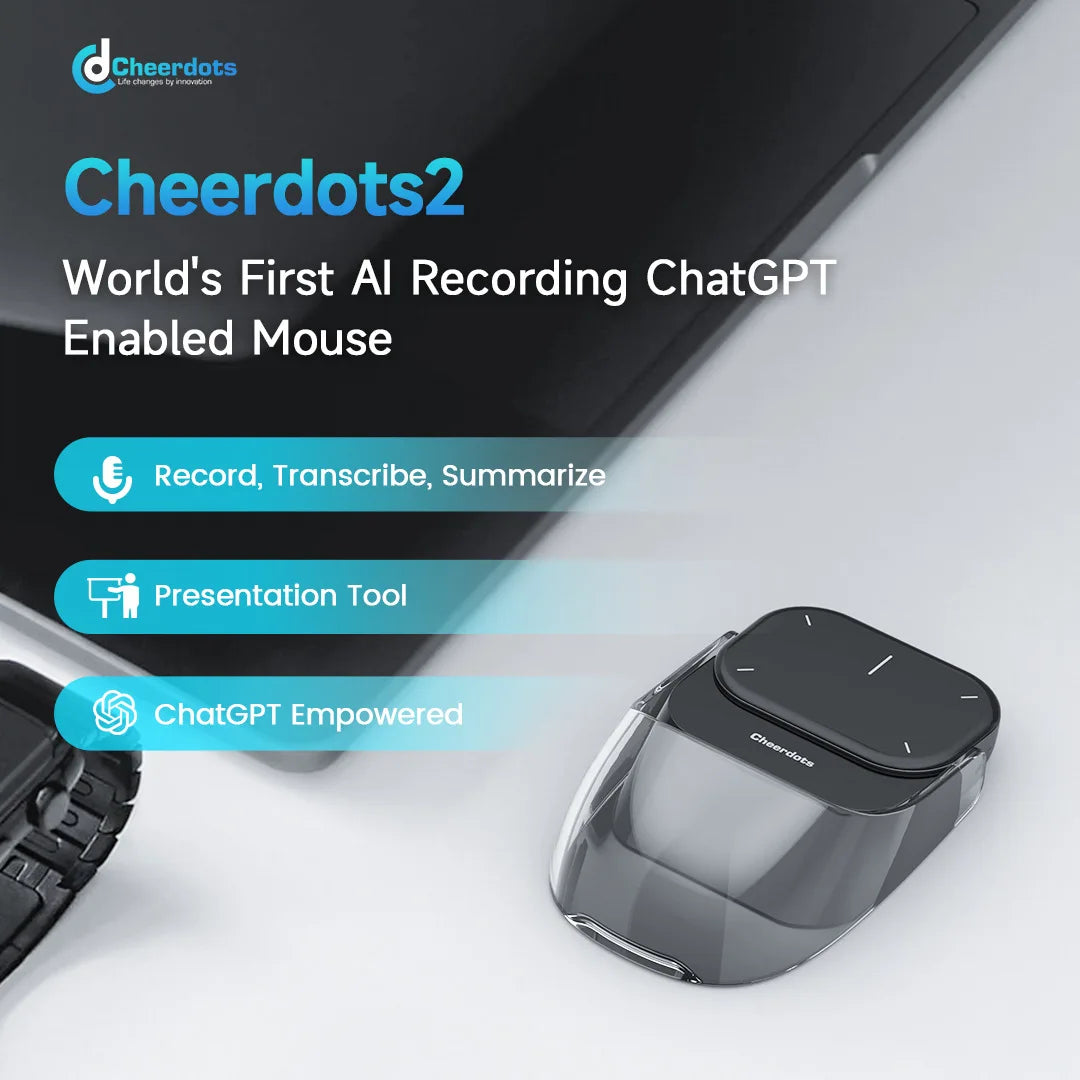 Cheerdots 2 Detachable Air Mouse Wireless Touchpad All-in-one Pocket AI Recording Enabled Mouse Wireless Controll ChatGpt Office