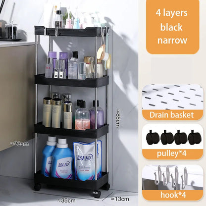 Bathroom Cart Storage Rack Floor-mounted Multi-layer Toilet Storage Living Room Storage Cart Kitchen Gap Storage Shelf