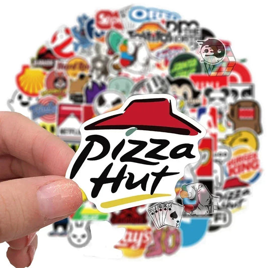 100Pcs Fashion Brand Logo Stickers DIY Skateboard Laptop Luggage Car Bike Motorcycle Phone Cool Aesthetics Sticker Decals Toy
