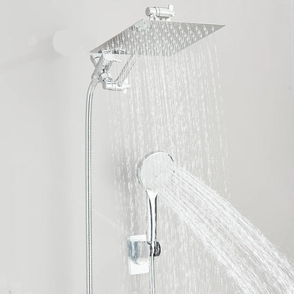 Shower Head Combo 8-12Inch High Pressure Rain Shower Head with Adjustable Extension Arm With 3-way Handheld Shower Spray