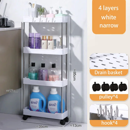 Bathroom Cart Storage Rack Floor-mounted Multi-layer Toilet Storage Living Room Storage Cart Kitchen Gap Storage Shelf