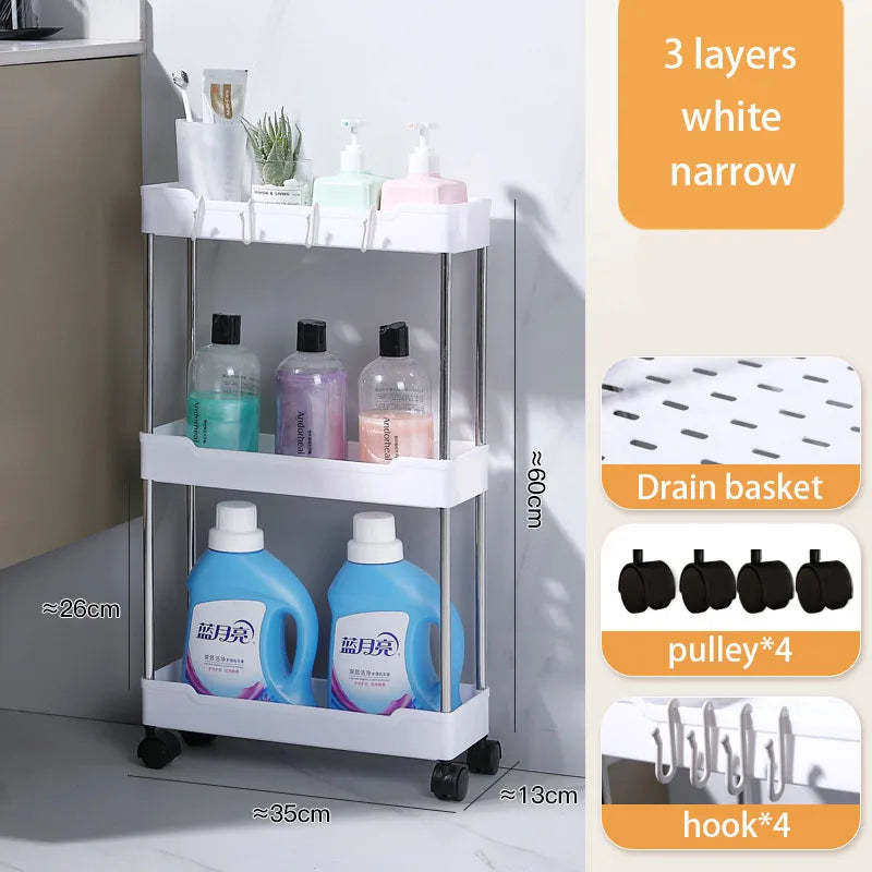 Bathroom Cart Storage Rack Floor-mounted Multi-layer Toilet Storage Living Room Storage Cart Kitchen Gap Storage Shelf