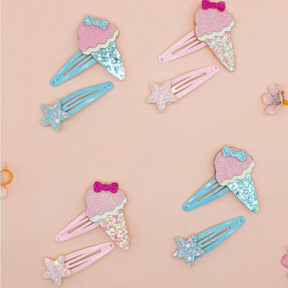 Rolling Accesories Set of 8 Hair Pins Ice Cream Cone and Star Design