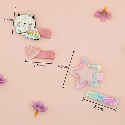 4 Pieces of Hair Accessories Kittens and Stars Design Suitable for Daily Life or Parties