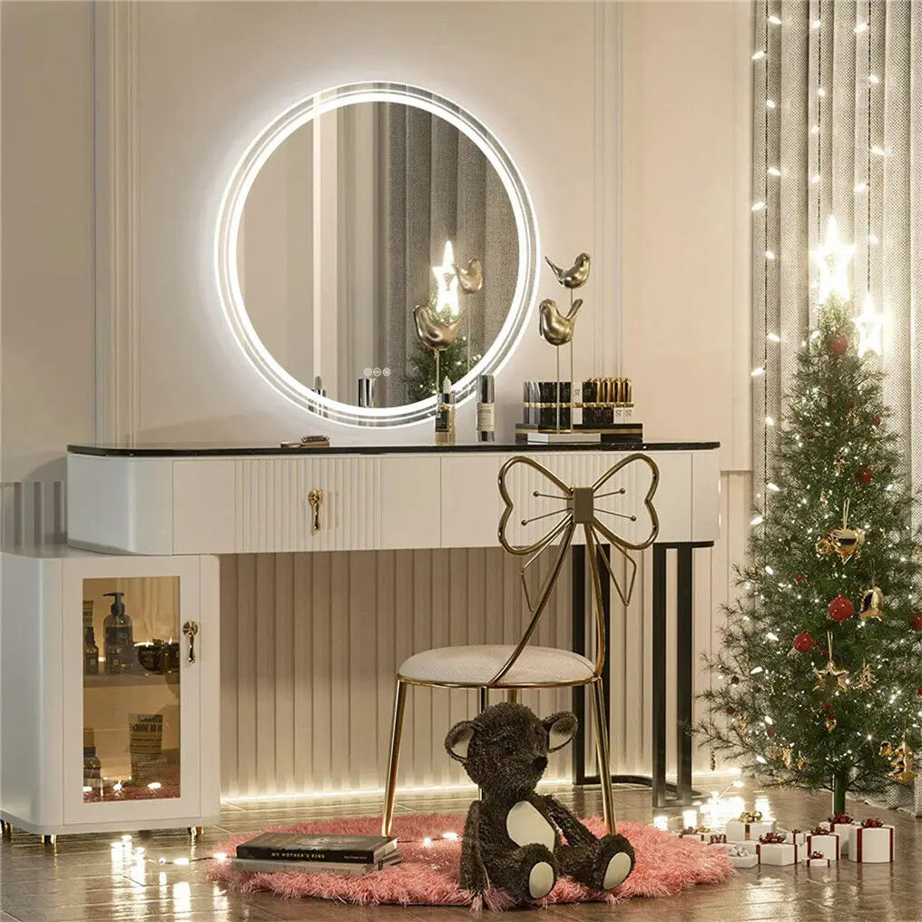 LUVODI Round Smart Mirror Bathroom Illuminate Waterproof Wash Basin Shower Vanity Mirror with Touch Screen