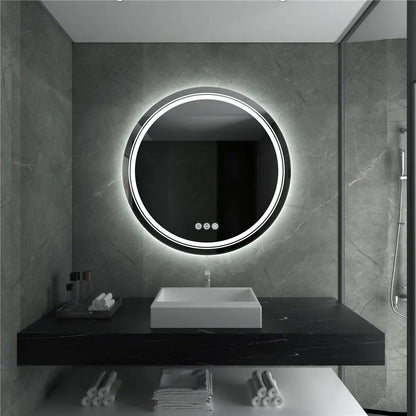 LUVODI Round Smart Mirror Bathroom Illuminate Waterproof Wash Basin Shower Vanity Mirror with Touch Screen