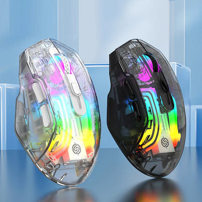 Wireless Transparent Gaming Mouse Bluetooth-compatible 5.0/2.4g/usb-c 3 Modes Electronic Competition Mice For Pc Laptop Desktop