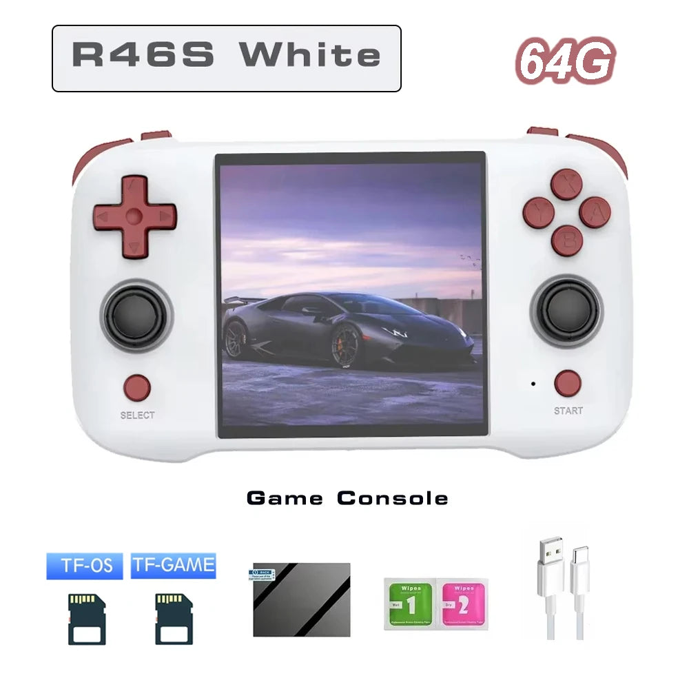 R46S Retro Handheld Game Console Linux System 128G 4.0inch IPS Screen Two-player Online Game 64GB Console Retro Game R36S