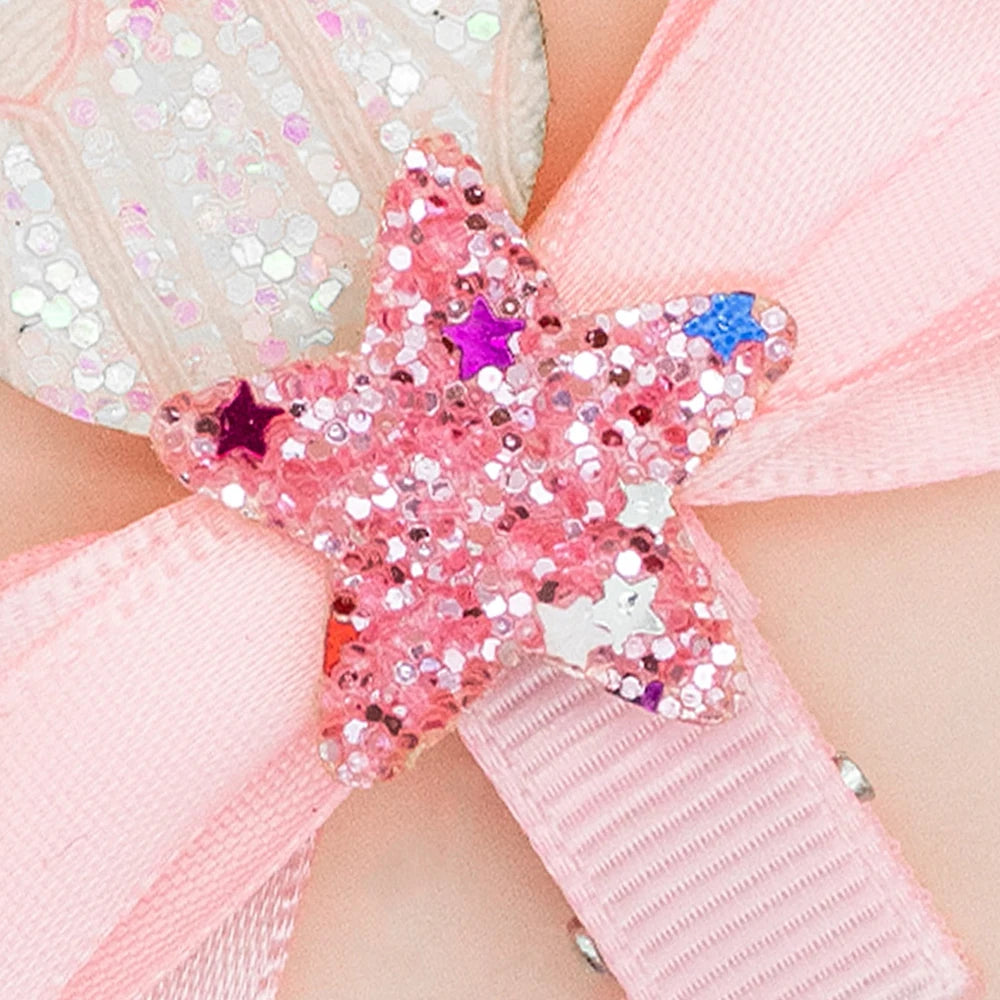 4 Pieces Figure Design Hair Clip with Stars and Glitters First Day of Class and Graduation Season Students