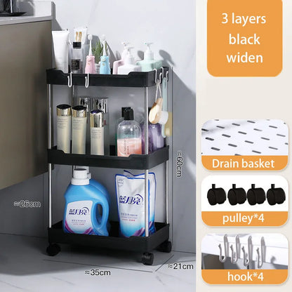 Bathroom Cart Storage Rack Floor-mounted Multi-layer Toilet Storage Living Room Storage Cart Kitchen Gap Storage Shelf