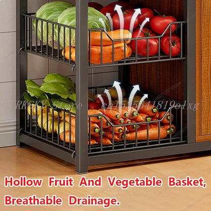 Kitchen Storage Cabinet Shelf Floor-standing Multi-layer Fruit And Vegetable Rack Microwave Storage Closet Organizer For Kitchen