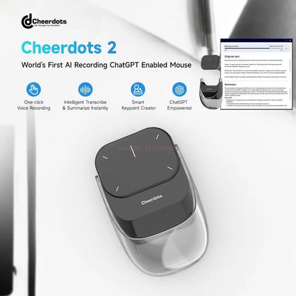 Cheerdots 2 Detachable Air Mouse Wireless Touchpad All-in-one Pocket AI Recording Enabled Mouse Wireless Controll ChatGpt Office