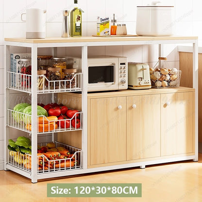 Kitchen Storage Cabinet Shelf Floor-standing Multi-layer Fruit And Vegetable Rack Microwave Storage Closet Organizer For Kitchen